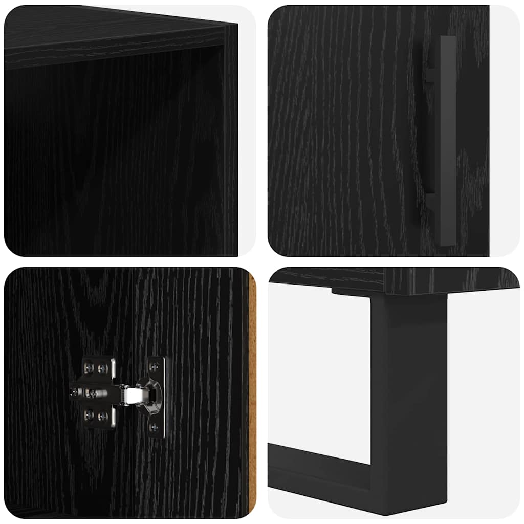 Highboard med skuffe 2 pcs Sort eg Konstrueret træ