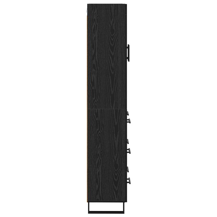 Highboard med skuffe 2 pcs Sort eg Ingeniørtræ og glas