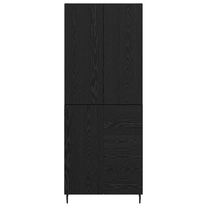 Highboard med skuffe 2 pcs Sort eg Ingeniørtræ og glas