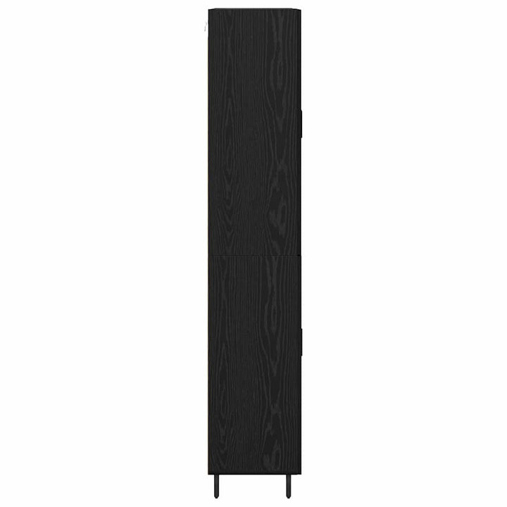 Highboard med skuffe 2 pcs Sort eg Ingeniørtræ og glas