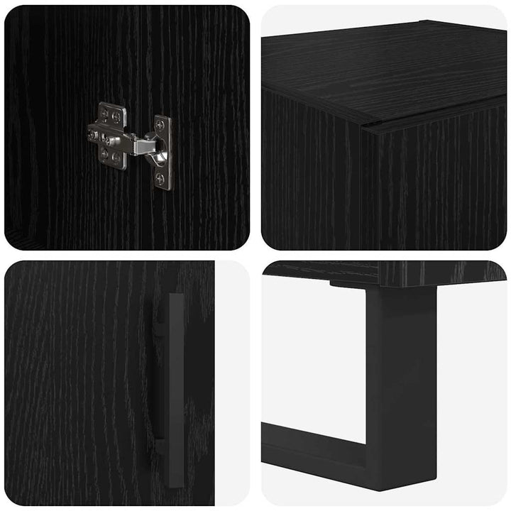 Highboard med skuffe Sort eg 34,5 x 34 x 180 cm Konstrueret træ