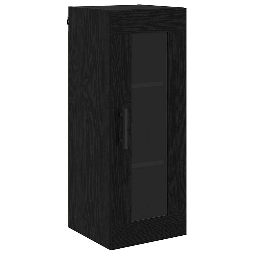 Highboard med skuffe Sort eg 34,5 x 34 x 180 cm Konstrueret træ