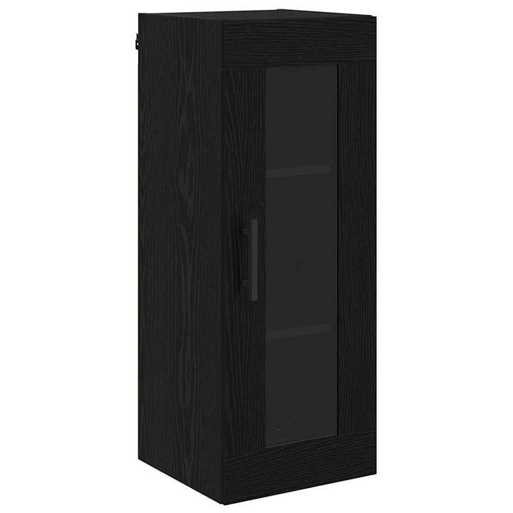 Highboard med skuffe Sort eg 34,5 x 34 x 180 cm Konstrueret træ