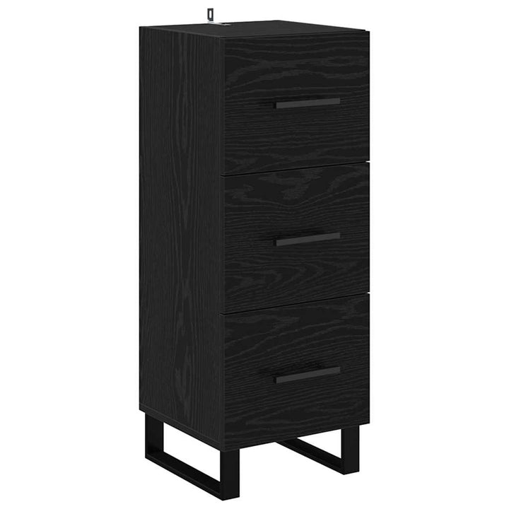 Highboard med skuffe Sort eg 34,5 x 34 x 180 cm Konstrueret træ