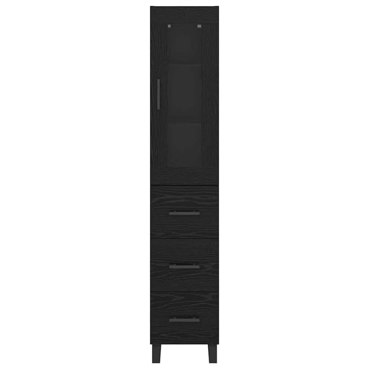 Highboard med skuffe Sort eg 34,5 x 34 x 180 cm Konstrueret træ
