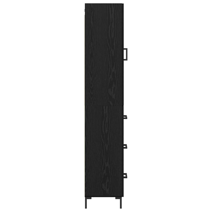 Highboard med skuffe Sort eg 34,5 x 34 x 180 cm Konstrueret træ