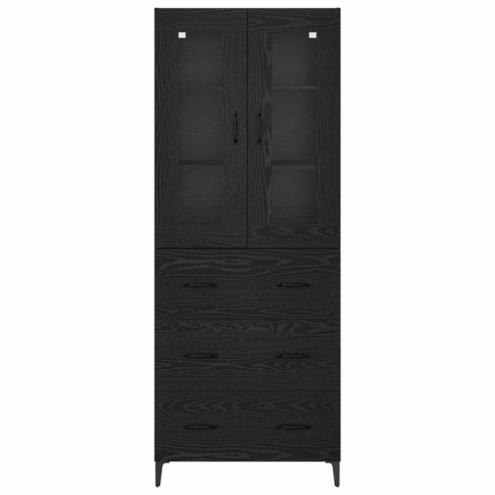 Highboard med skuffe Sort eg 69,5 x 34 x 180 cm Konstrueret træ
