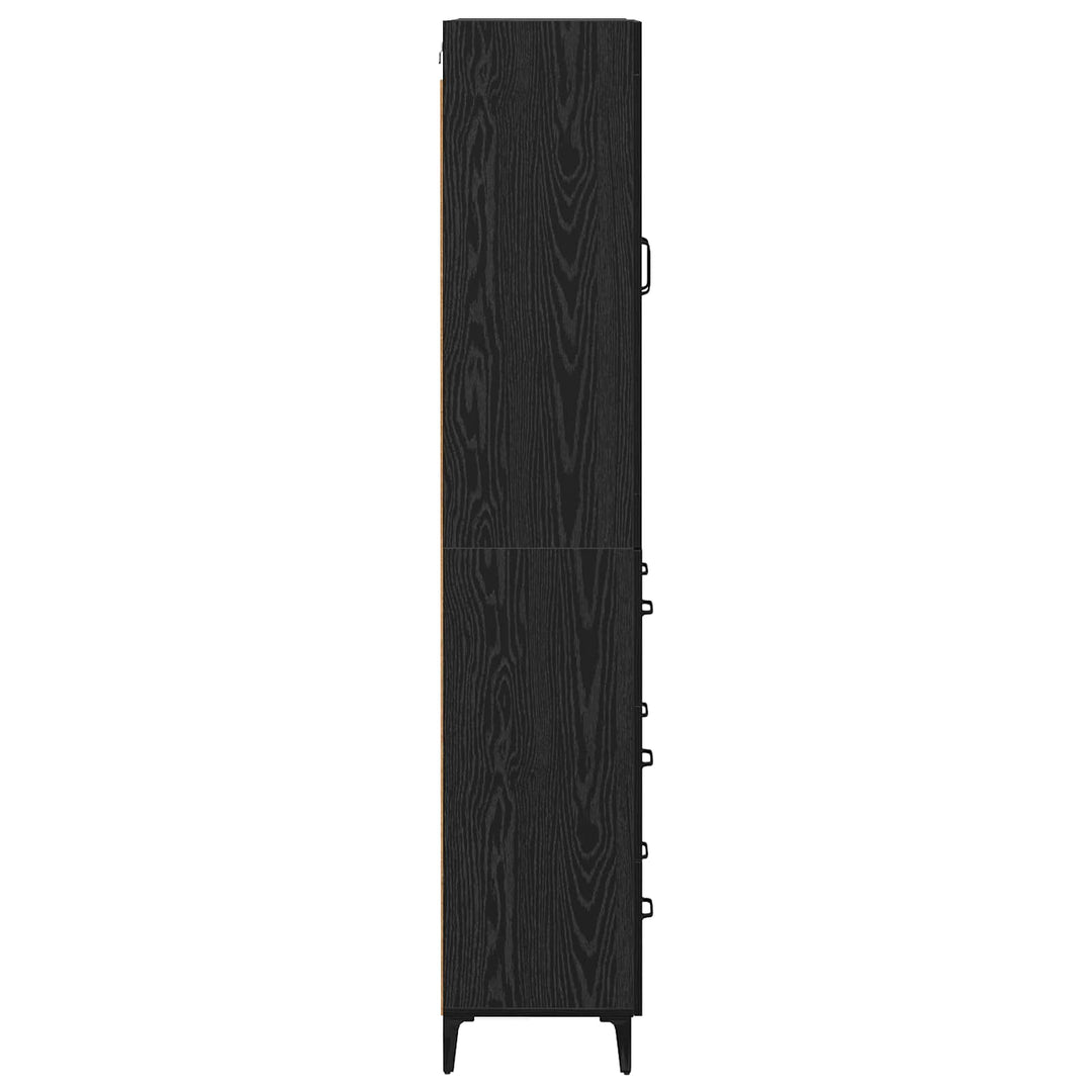 Highboard med skuffe Sort eg 69,5 x 34 x 180 cm Konstrueret træ