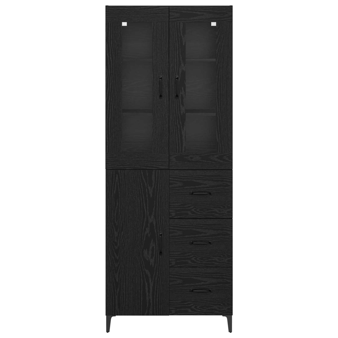 Highboard med skuffe Sort eg 69,5 x 34 x 180 cm Konstrueret træ