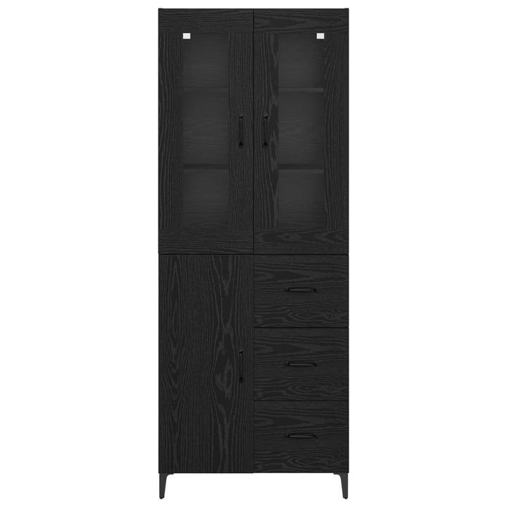 Highboard med skuffe Sort eg 69,5 x 34 x 180 cm Konstrueret træ