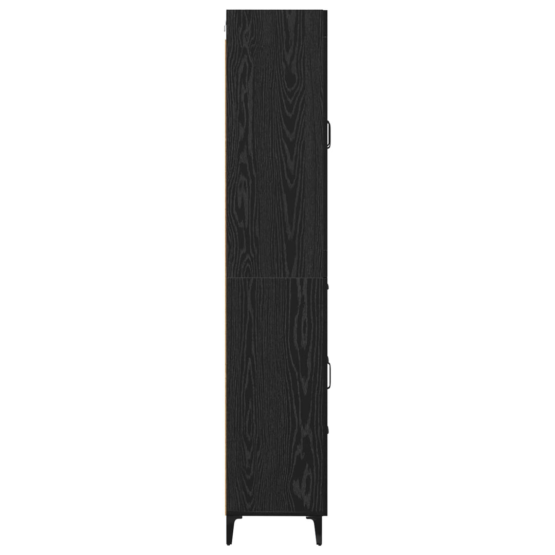 Highboard med skuffe Sort eg 69,5 x 34 x 180 cm Konstrueret træ