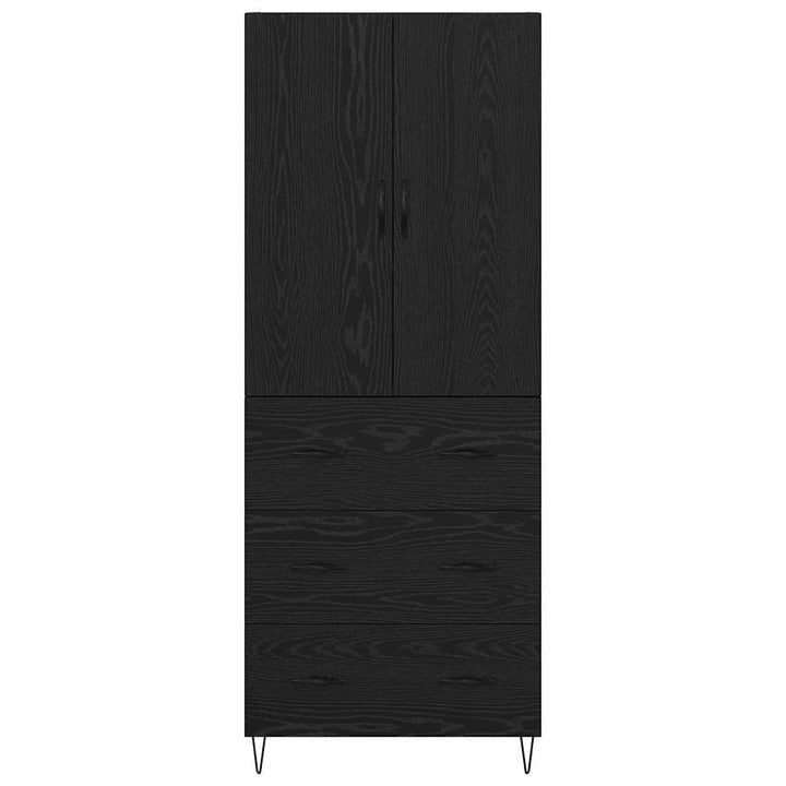 Highboard med skuffe 2 pcs Sort eg Konstrueret træ og glas