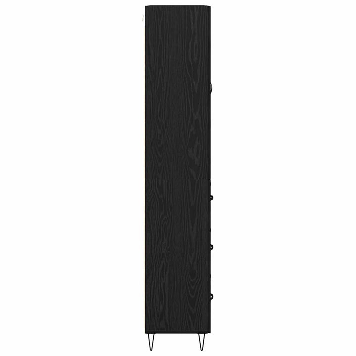 Highboard med skuffe 2 pcs Sort eg Konstrueret træ og glas
