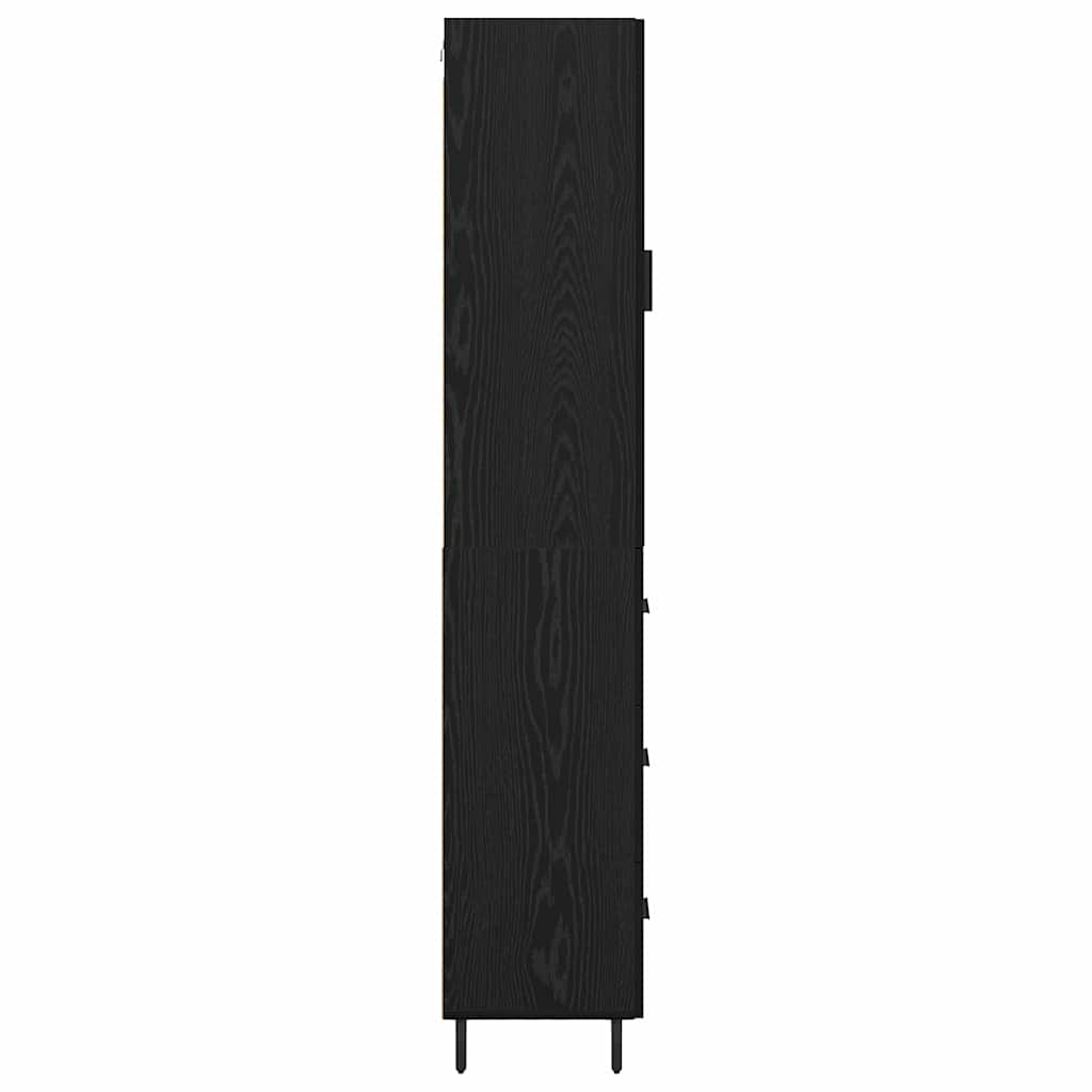 Highboard med skuffe Sort eg 34,5 x 34 x 180 cm Konstrueret træ