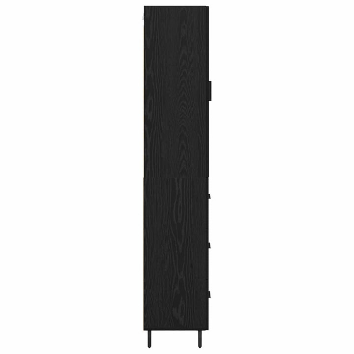 Highboard med skuffe Sort eg 34,5 x 34 x 180 cm Konstrueret træ