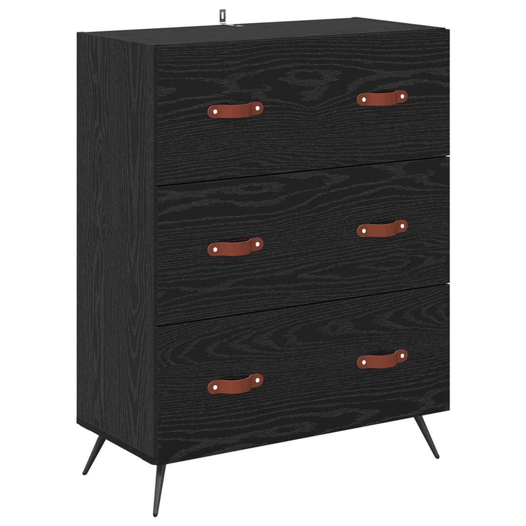 Highboard med skuffe Sort eg 69,5 x 34 x 180 cm Konstrueret træ