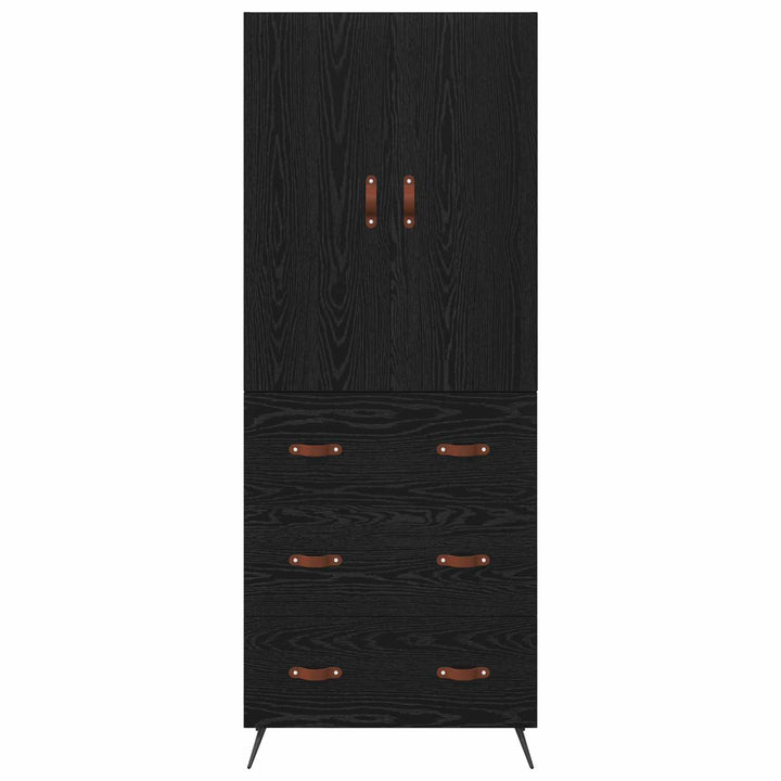 Highboard med skuffe Sort eg 69,5 x 34 x 180 cm Konstrueret træ