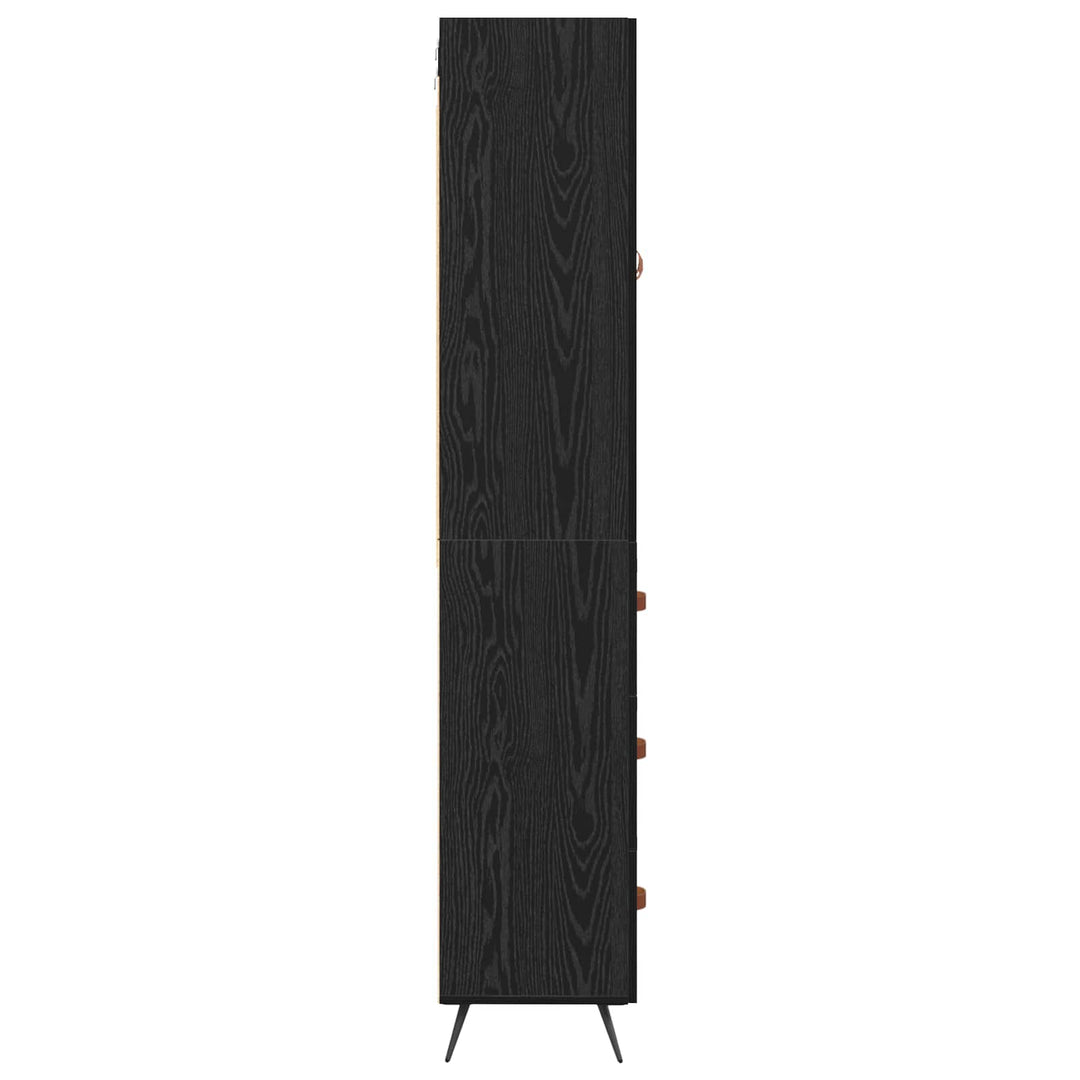 Highboard med skuffe Sort eg 69,5 x 34 x 180 cm Konstrueret træ