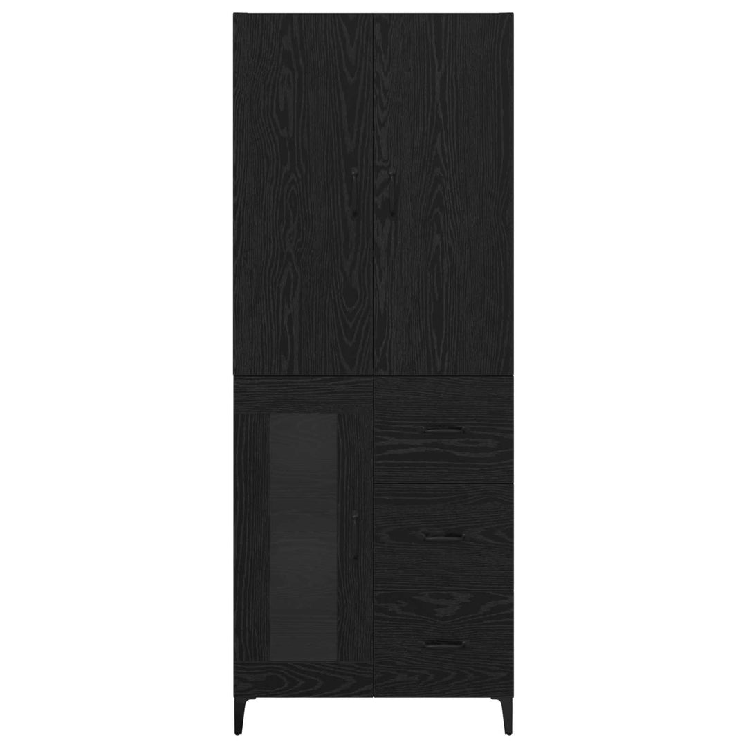Highboard med skuffe Sort eg 69,5 x 34 x 180 cm Konstrueret træ
