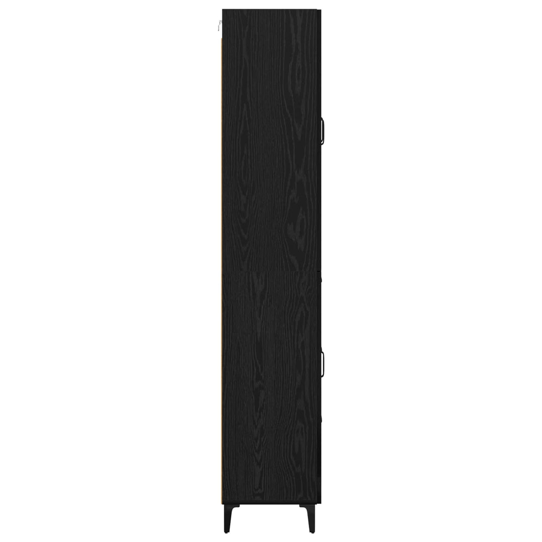 Highboard med skuffe Sort eg 69,5 x 34 x 180 cm Konstrueret træ