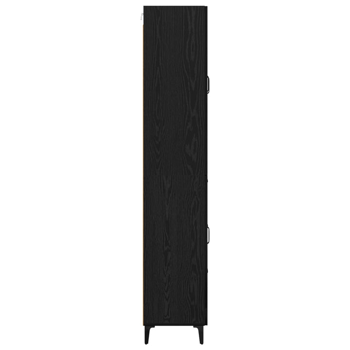 Highboard med skuffe Sort eg 69,5 x 34 x 180 cm Konstrueret træ