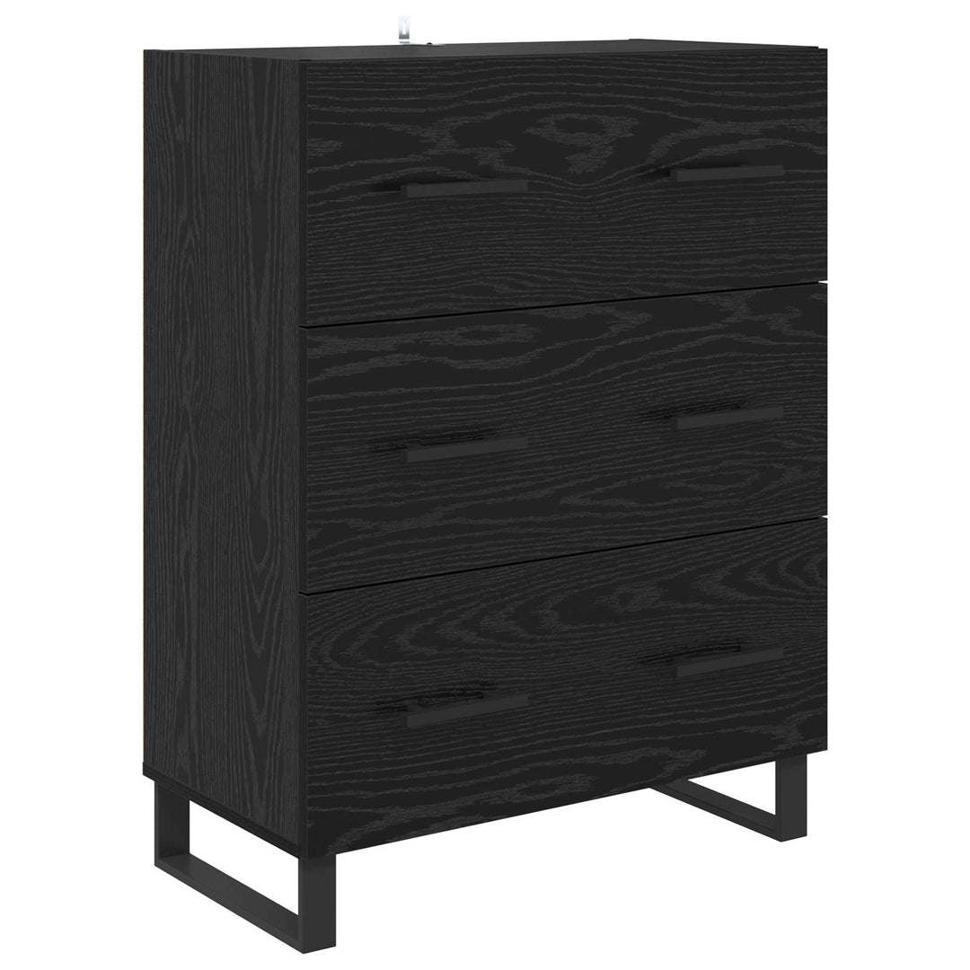 Highboard 2 pcs Sort eg 69,5 x 34 x 180 cm Ingeniørtræ og glas