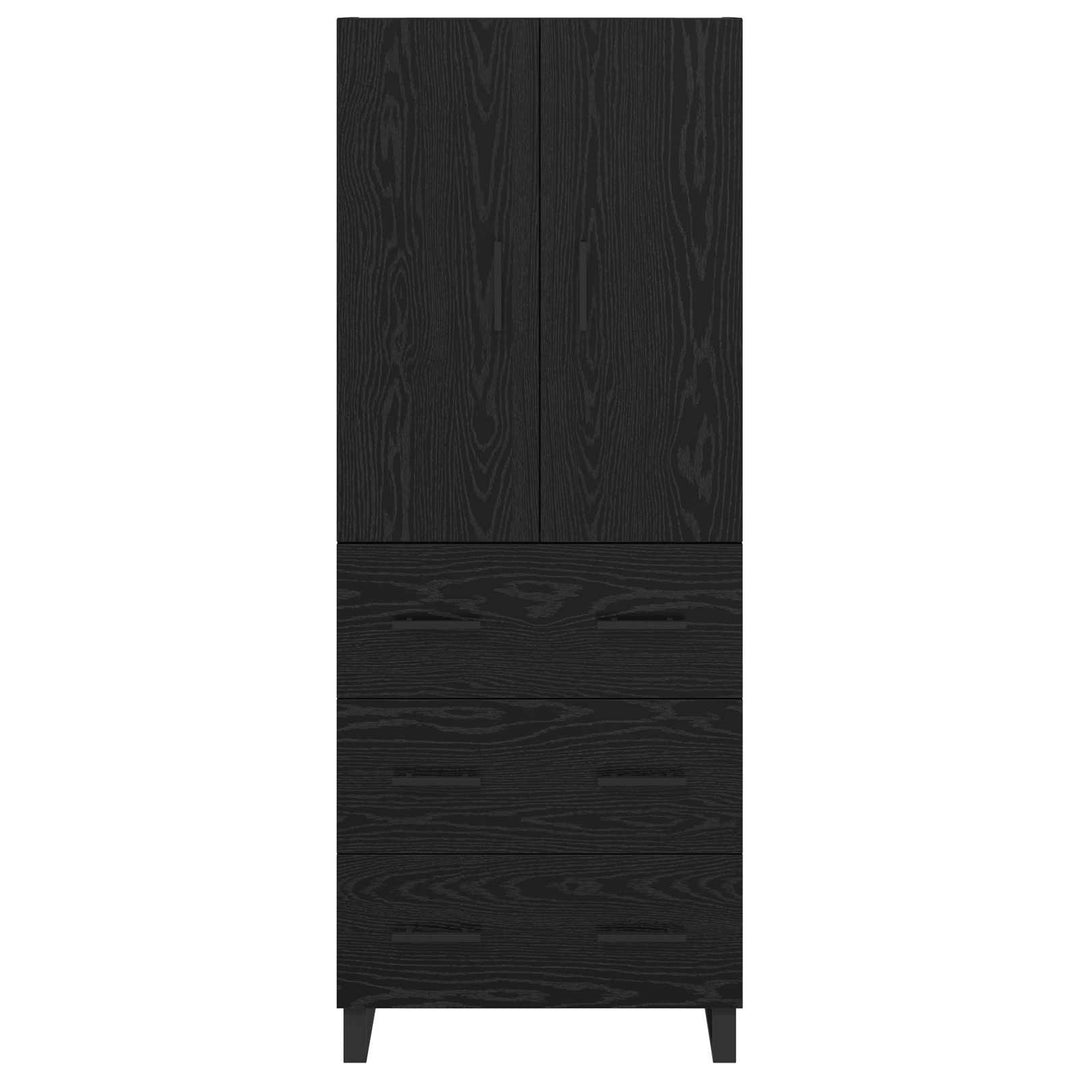 Highboard 2 pcs Sort eg 69,5 x 34 x 180 cm Ingeniørtræ og glas