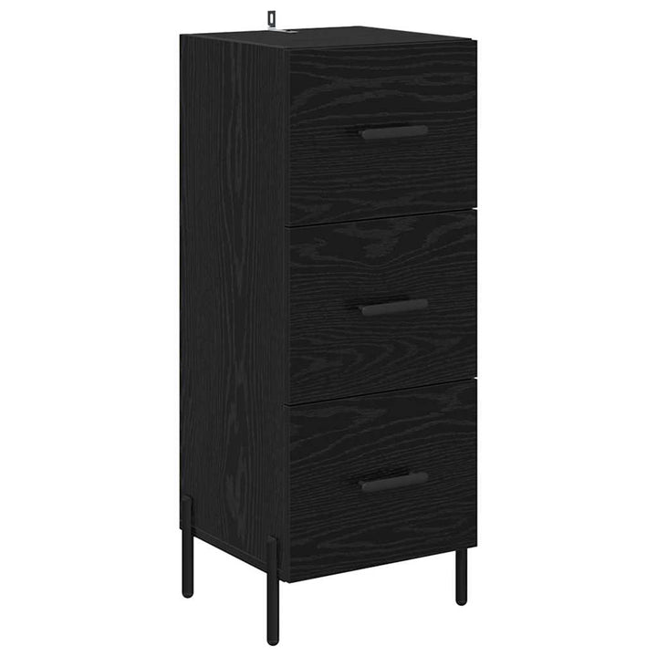 Highboard med skuffe Sort eg 34,5 x 34 x 180 cm Konstrueret træ