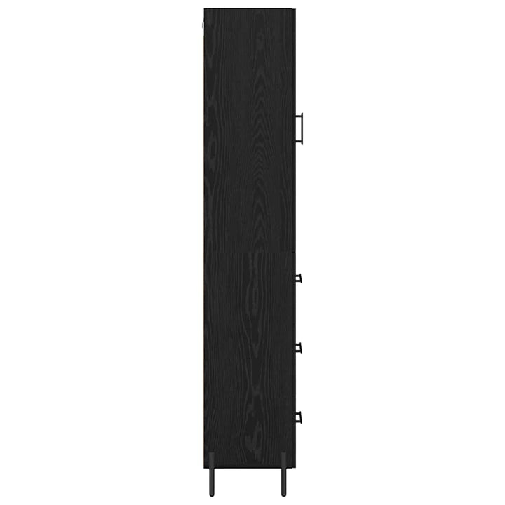 Highboard med skuffe Sort eg 34,5 x 34 x 180 cm Konstrueret træ