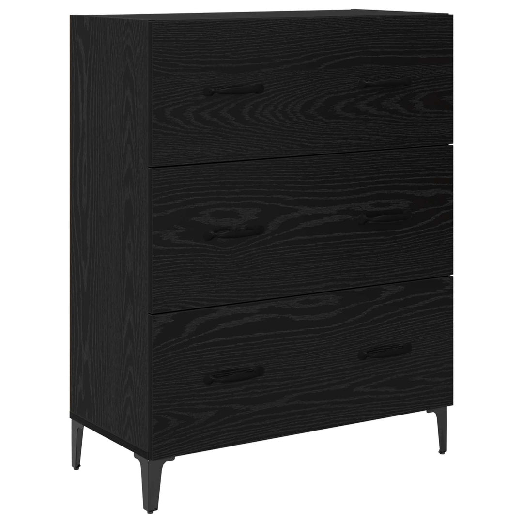 Highboard med skuffe Sort eg 69,5 x 34 x 180 cm Konstrueret træ