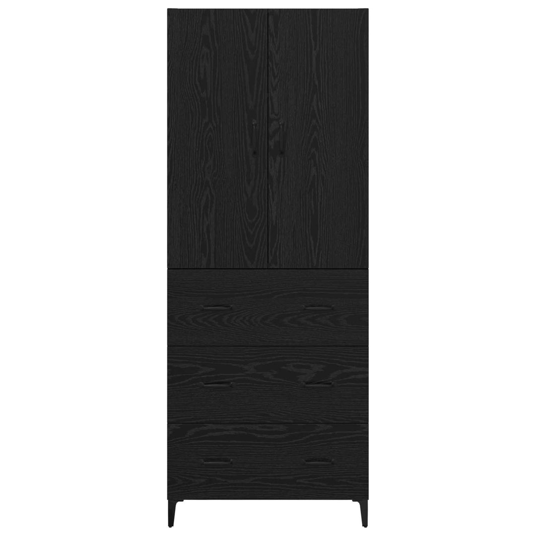 Highboard med skuffe Sort eg 69,5 x 34 x 180 cm Konstrueret træ