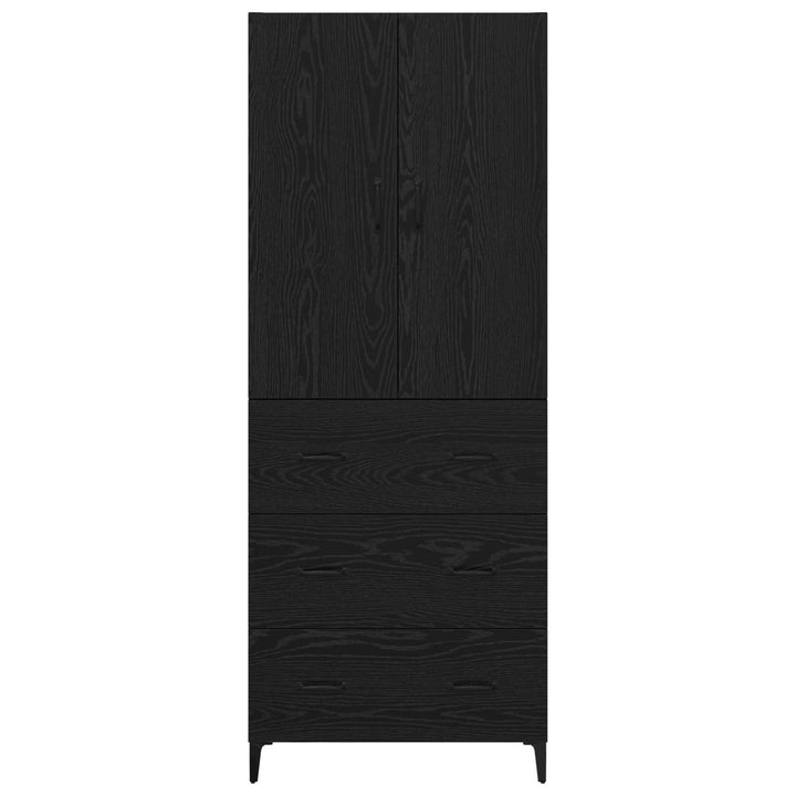 Highboard med skuffe Sort eg 69,5 x 34 x 180 cm Konstrueret træ