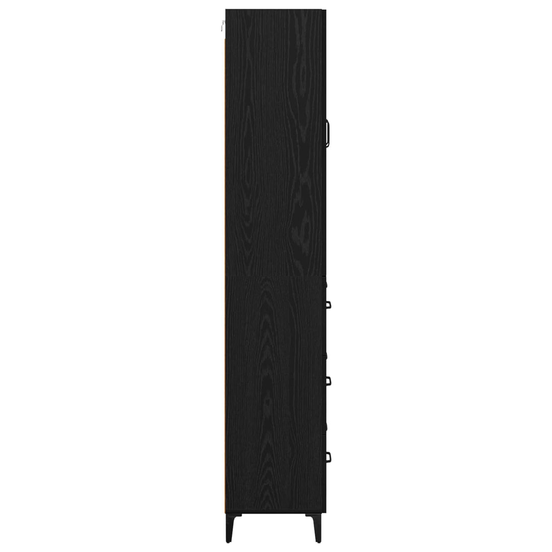 Highboard med skuffe Sort eg 69,5 x 34 x 180 cm Konstrueret træ