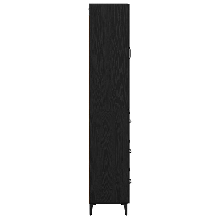 Highboard med skuffe Sort eg 69,5 x 34 x 180 cm Konstrueret træ