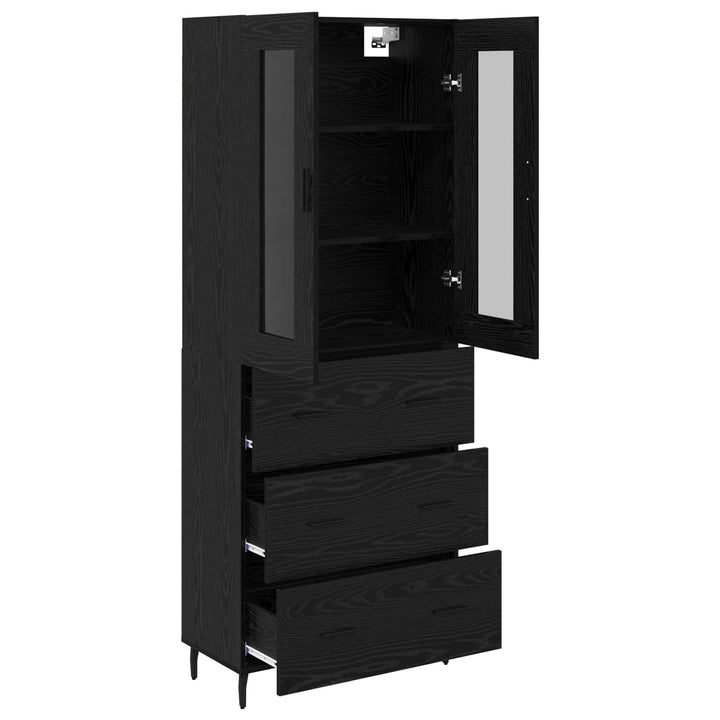 Highboard med skuffe 2 pcs Sort eg Konstrueret træ