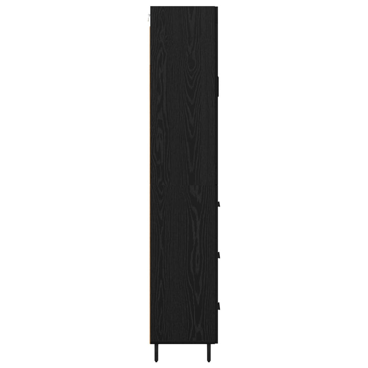 Highboard med skuffe 2 pcs Sort eg Konstrueret træ