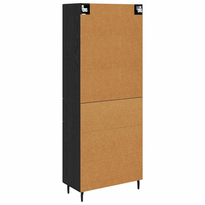 Highboard med skuffe 2 pcs Sort eg Konstrueret træ