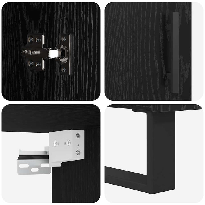 Highboard 2 stk. Sort eg 69,5 x 34 x 180 cm Ingeniørtræ og glas