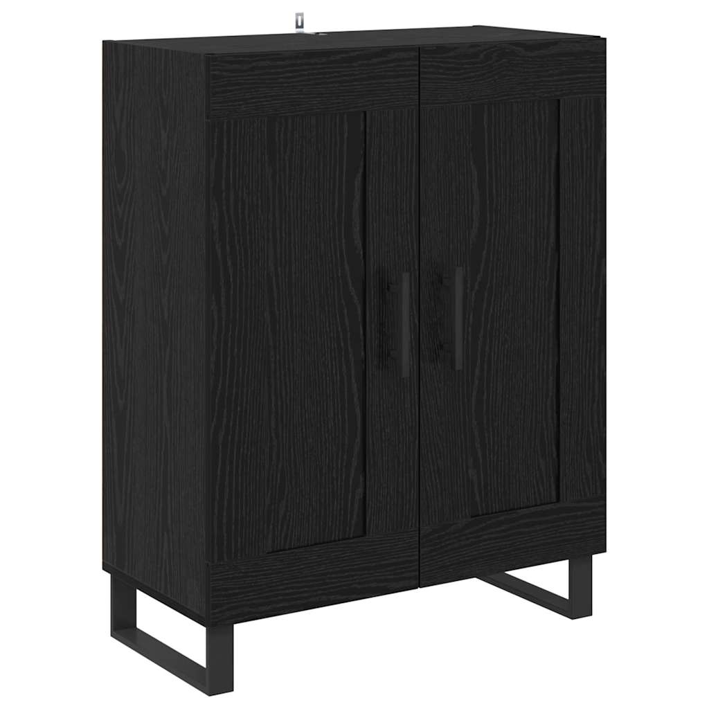Highboard 2 pcs Sort eg 69,5 x 34 x 180 cm Ingeniørtræ og glas