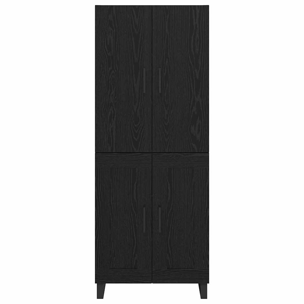 Highboard 2 pcs Sort eg 69,5 x 34 x 180 cm Ingeniørtræ og glas