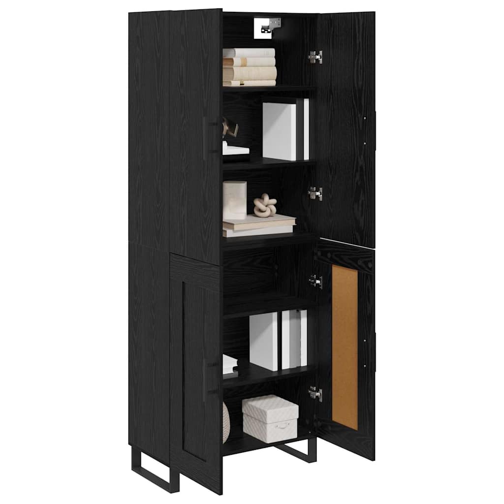 Highboard 2 stk. Sort eg 69,5 x 34 x 180 cm Ingeniørtræ og glas