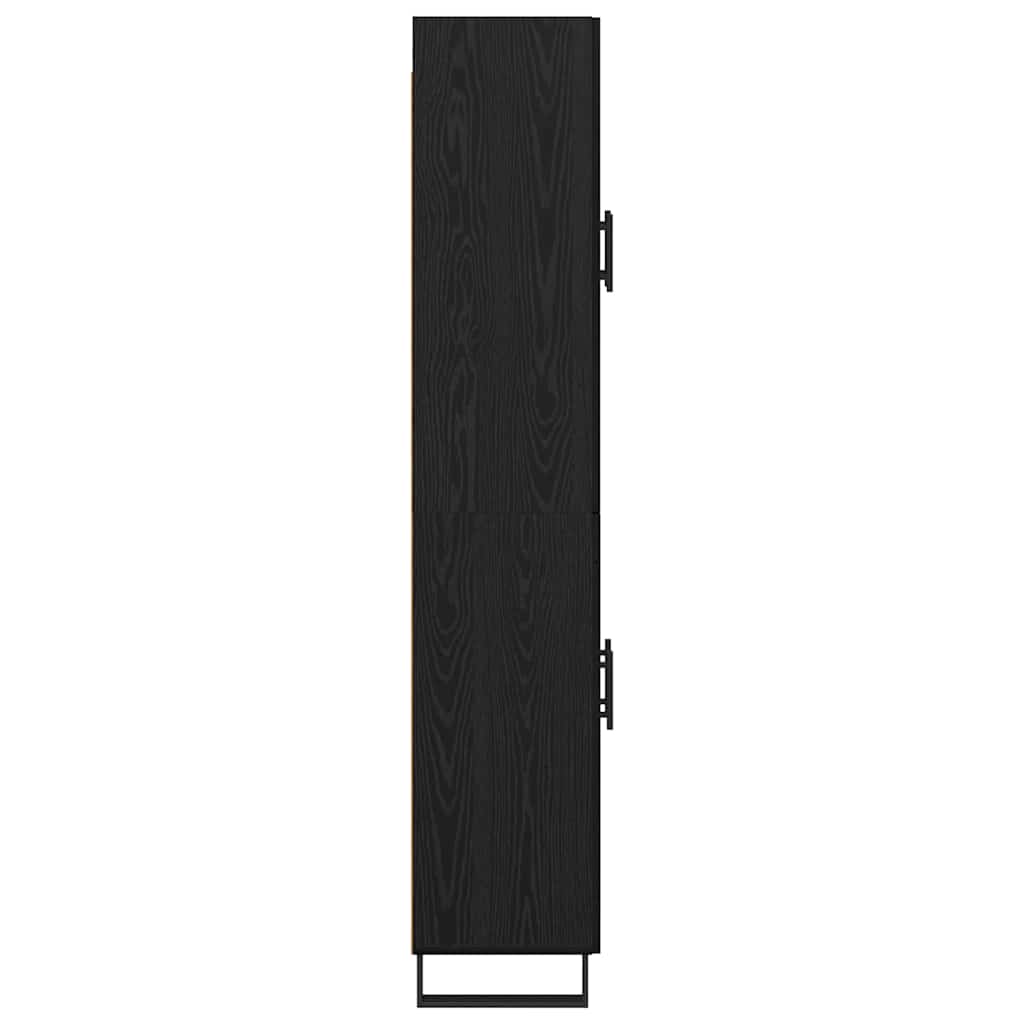 Highboard 2 pcs Sort eg 69,5 x 34 x 180 cm Ingeniørtræ og glas