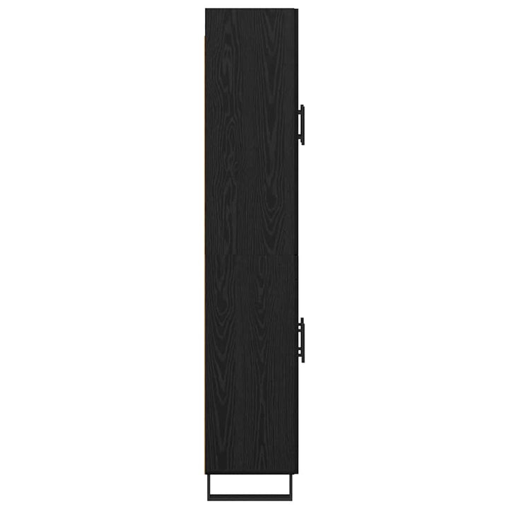 Highboard 2 pcs Sort eg 69,5 x 34 x 180 cm Ingeniørtræ og glas