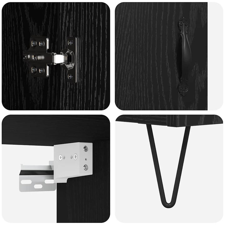 Highboard med skuffe 2 pcs Sort eg Konstrueret træ