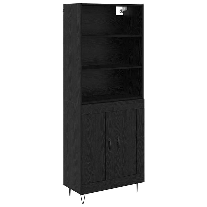 Highboard med skuffe 2 pcs Sort eg Konstrueret træ
