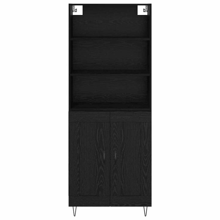 Highboard med skuffe 2 pcs Sort eg Konstrueret træ