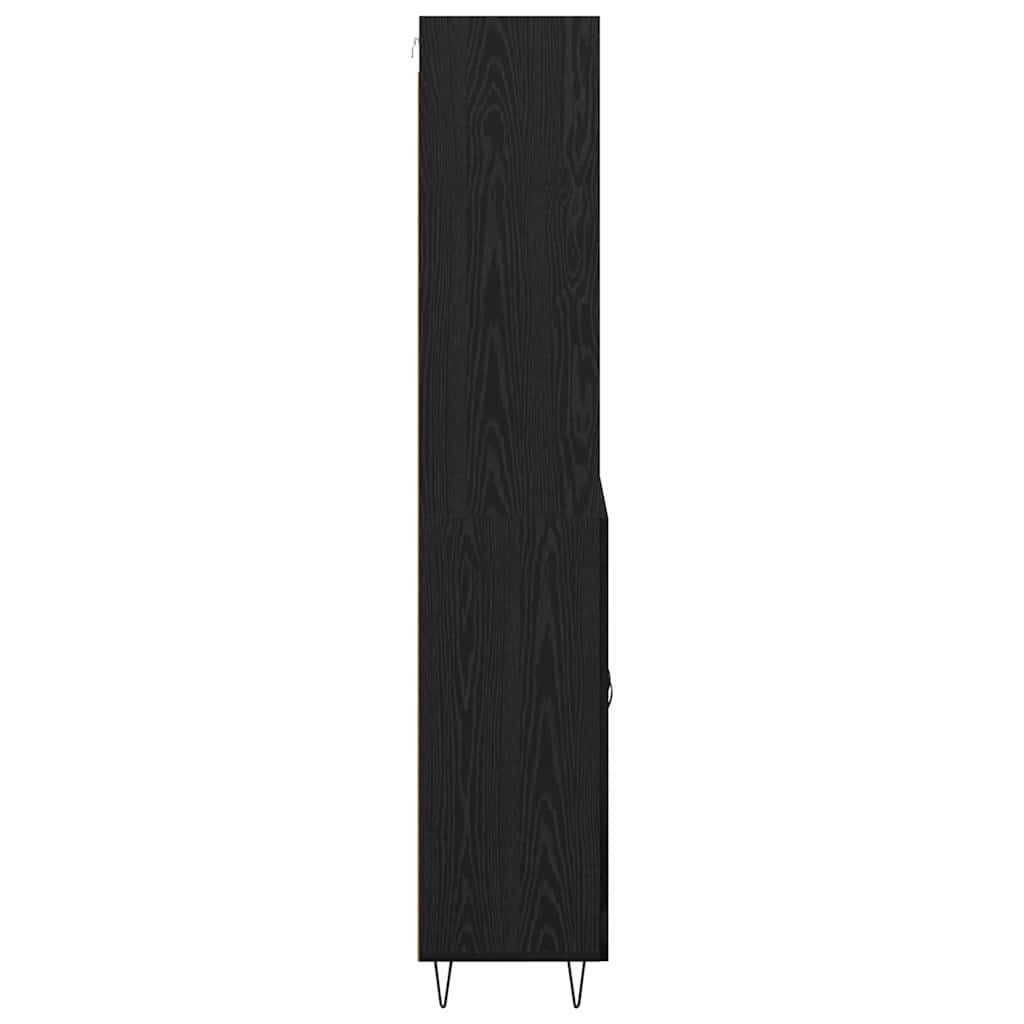 Highboard med skuffe 2 pcs Sort eg Konstrueret træ
