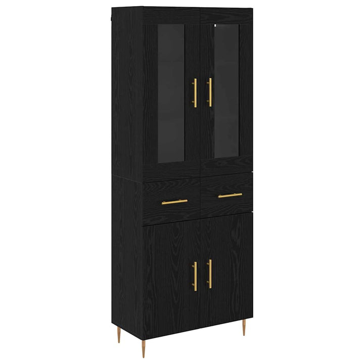 Highboard med skuffe 2 pcs Sort eg Konstrueret træ