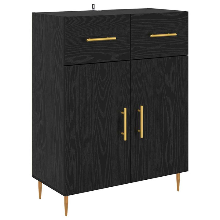 Highboard med skuffe 2 pcs Sort eg Konstrueret træ