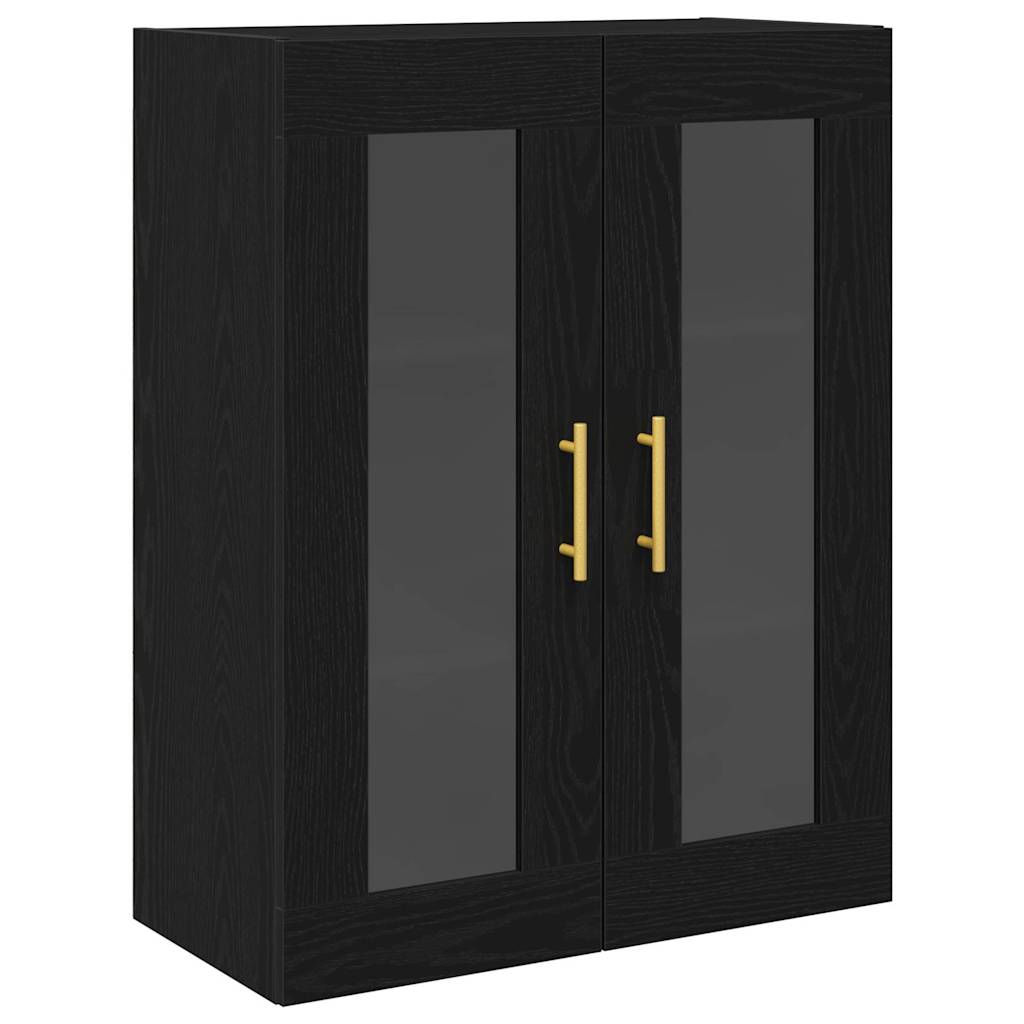 Highboard med skuffe 2 pcs Sort eg Konstrueret træ
